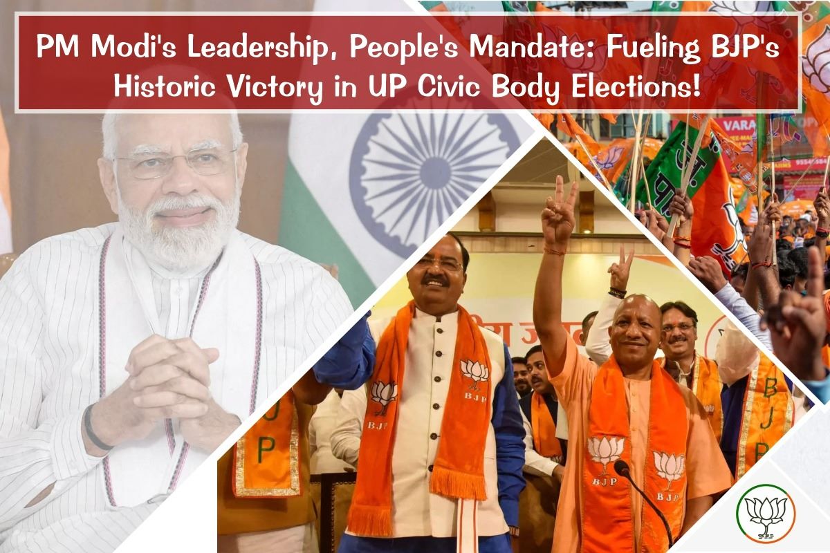 PM Modi Leadership People Mandate Fueling BJP Historic Victory in UP Civic Body Elections